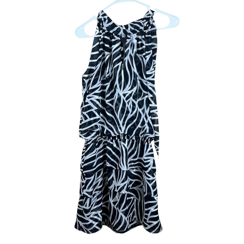 White House Black Market Womens 4 Tiered Keyhole Tie Neck Halter Dress NWT‎